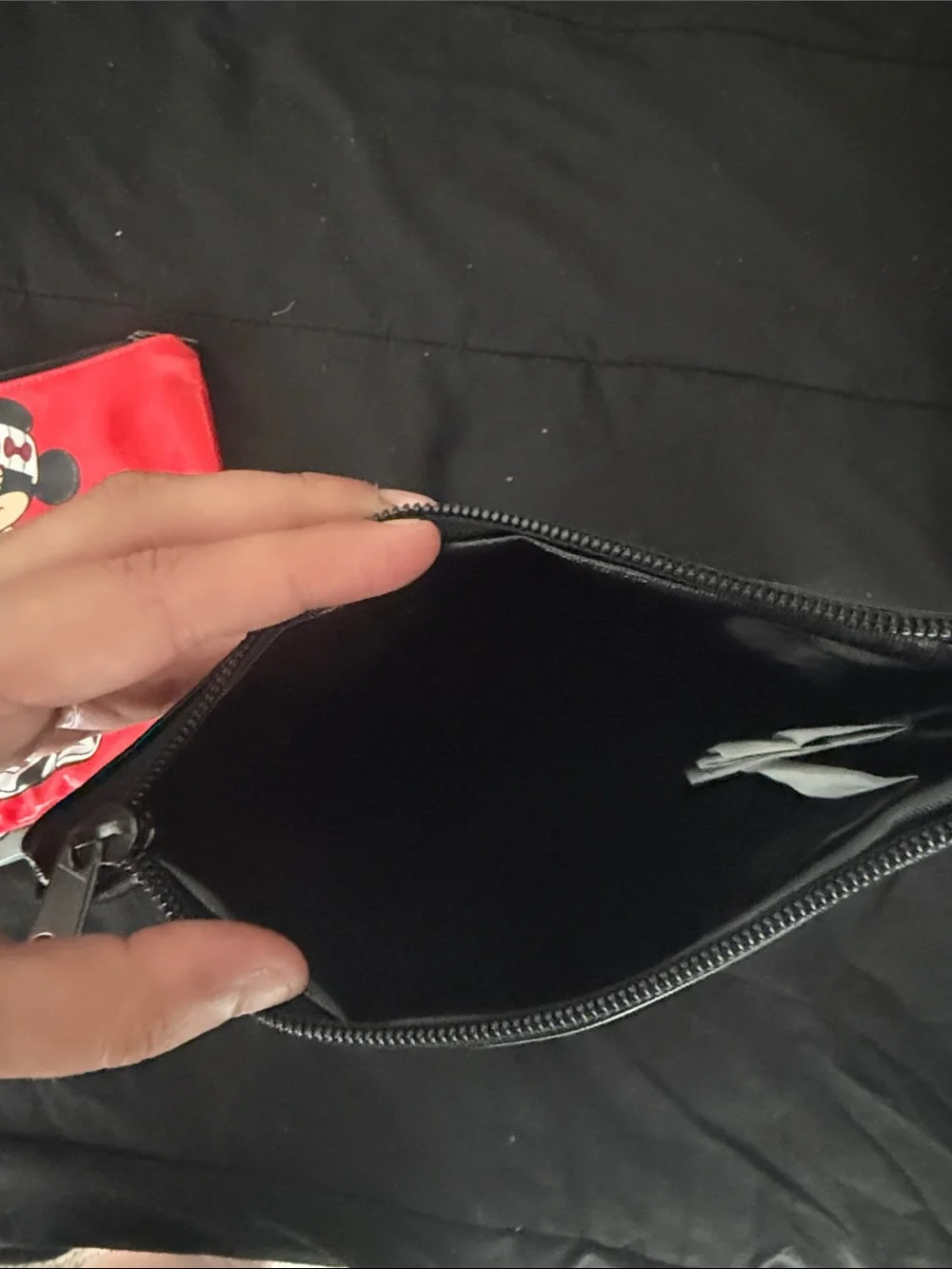 Kids Minnie Mouse Zip Pouch Trio - Black, Gray & Red